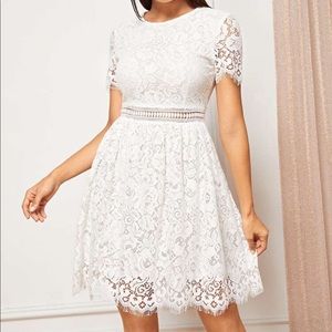 SHEIN Eyelash Lace Flare Dress